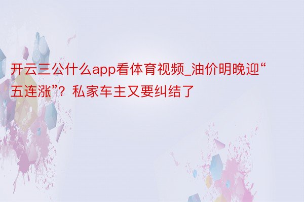 开云三公什么app看体育视频_油价明晚迎“五连涨”？私家车主又要纠结了